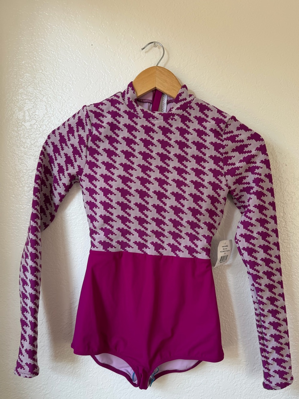 WET Swimwear Bonnie Houndstooth Long-sleeve One-piece Rashguard